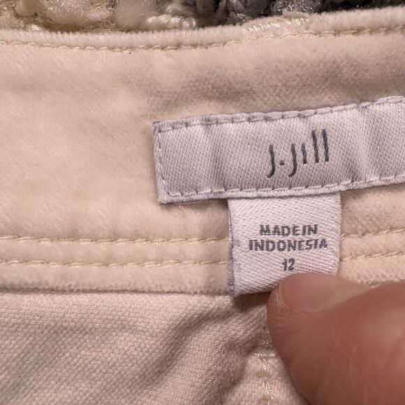 J.‎ Jill Ivory Velour Slim Leg Pants, Size 12 - Picture 2 of 5